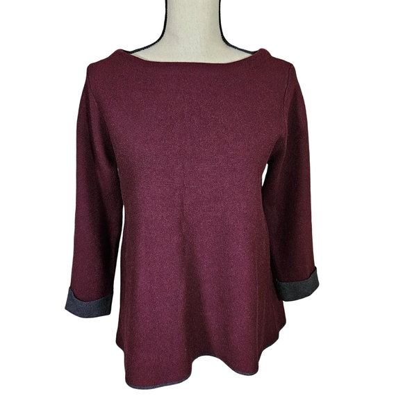 Nanette Lepore Wool Blend Sweater, Burgundy/Grey, Medium - Picture 1 of 9